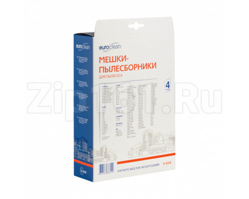 Мешки пылесборники, 4 шт Euroclean для пылесоса E-52/4 Мешки пылесборники, 4 шт Euroclean для пылесоса E-52/4