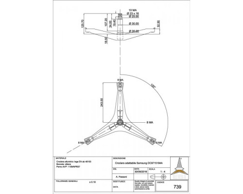 Крестовина барабана cod739 (H=126мм) DC97-15184A