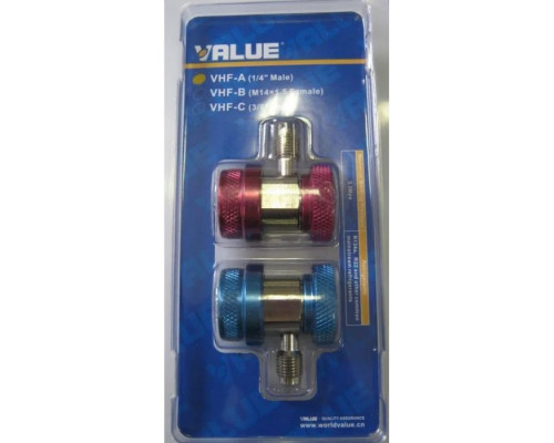 Быстросъёмные муфты Value QC (ВД+НД) с вентилем А/С 1/4" SAE 90° VHF-A