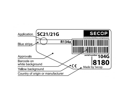 Компрессор Secop SC 21 G (R-134) (W при +7,2° 2106Вт) среднетемпературный