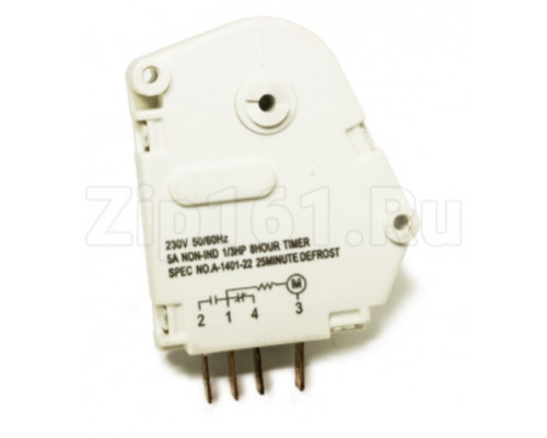 Таймер оттайки холодильника No Frost 8h 25m 230V, 50/60Hz, 5A, 1/3HP. 4 контакта Таймер оттайки холодильника No Frost 8h 25m 230V, 50/60Hz, 5A, 1/3HP. 4 контакта