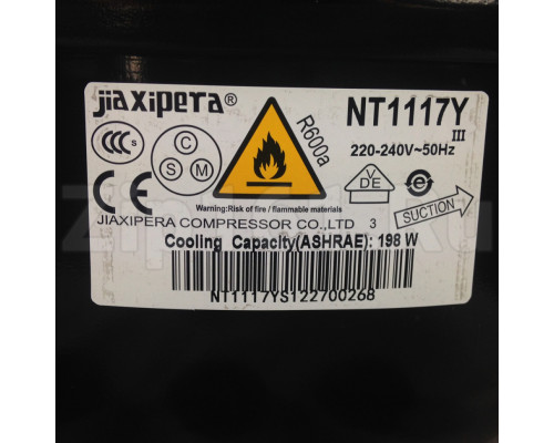 Компрессор R600, Джаксипера NT1117Y, (Вт при -23.3°) 198W HMK12AA 296569 Компрессор R600, Джаксипера NT1117Y, (Вт при -23.3°) 198W HMK12AA 296569