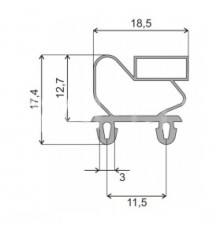 Уплотнитель двери 1545x655 мм холодильника профиль ПР
