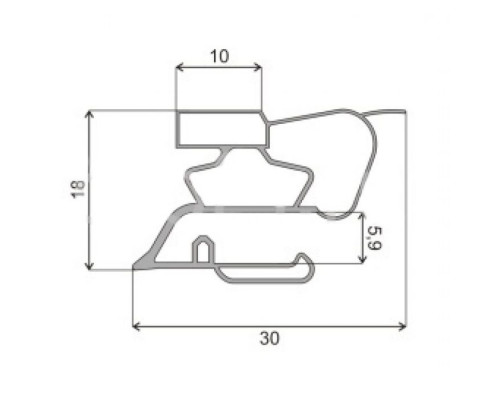 Уплотнитель холодильника 1010x510 мм, профиль СТ
