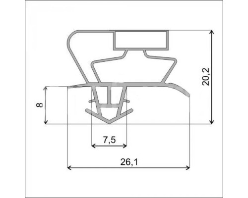 Уплотнитель двери 570x690 мм холодильника СНАЙГЕ RF300, RF310, RF360, RF390 МК V372.100-02 Профиль Skycold