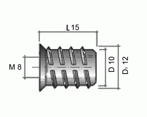 BU05 Муфта М8, D10x15, цинк 1 шт.