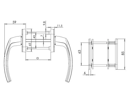 Гарнитур балконный Internika FILIZ, с овальными накладками, антрацит RAL 7016 Гарнитур балконный Internika FILIZ, с овальными накладками, антрацит RAL 7016