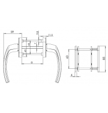 Гарнитур балконный Internika FILIZ, с овальными накладками, шампань