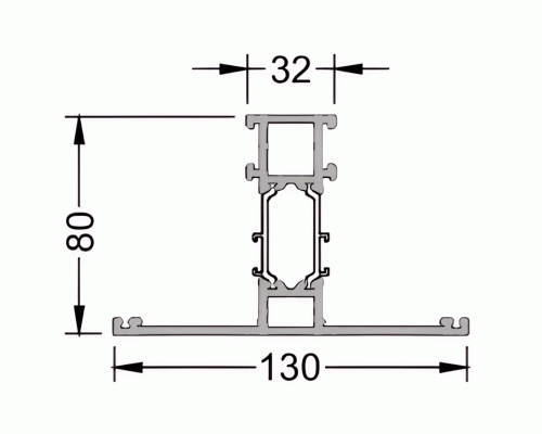 Импост ALUMARK скрытой створки симметричный 130/32 мм 6м неокрас