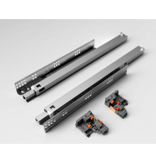 Комплект направляющих Soft-Close скрытого монтажа DTC D-Motion, L=600мм, полного выдвижения с доводчиком, для ЛДСП 16 мм, с 3D регулировкой (2 направляющие + 2 фиксатора) 1 ком.