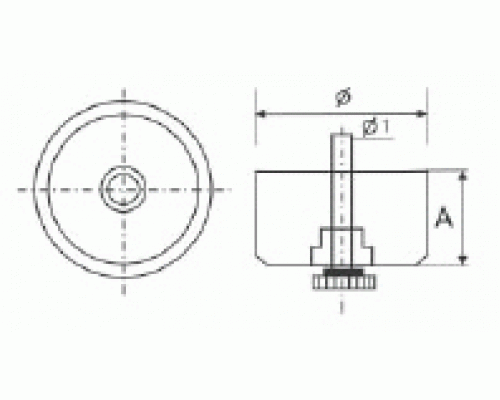 PI09 Опора регулируемая, L=42мм, черная 1 шт.