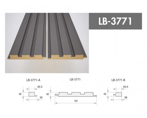 Профиль МДФ AGT LB-3771-B 18*38*2800 мм, супермат черный 723 Профиль МДФ AGT LB-3771-B 18*38*2800 мм, супермат черный 723