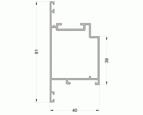 Профиль Т- дверной створки 39/81мм ALUMARK 6.5 м RAL9016