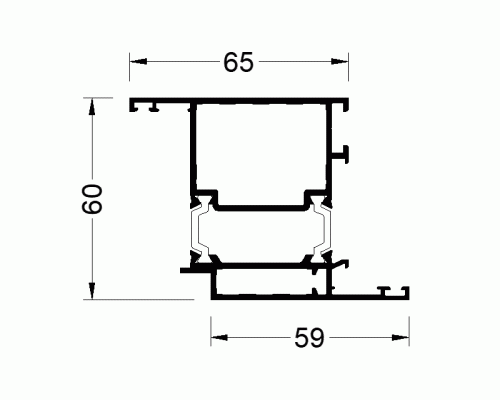 Профиль дверной створки Z ALUMARK 59/65 мм 6.5м RAL8017