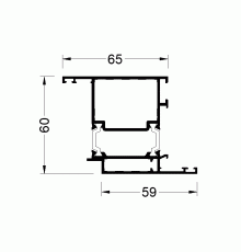 Профиль дверной створки Z ALUMARK 59/65 мм 6.5м RAL9016