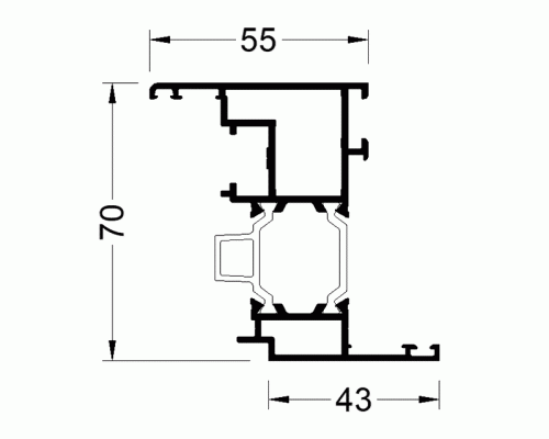 Профиль оконной створки ALUMARK с ПВХ пазом 43/55 мм 6м RAL9016