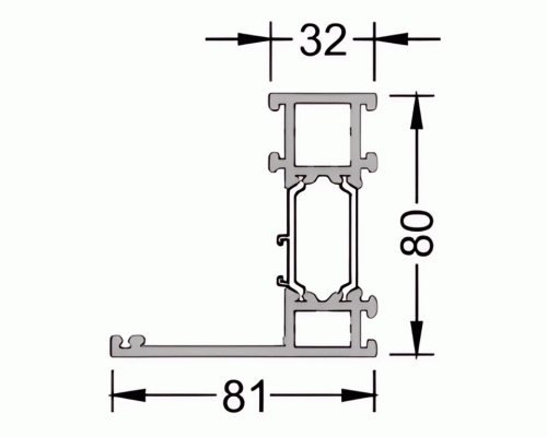 Рама скрытой створки ALUMARK 81/32мм 6м неокрас