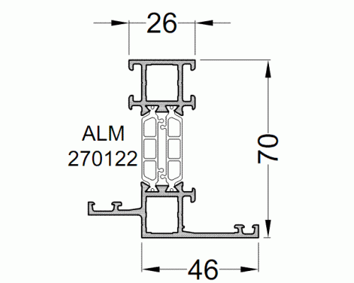 Рама зажимная ALUMARK 46/26 мм 6м Белый RAL9016 Рама зажимная ALUMARK 46/26 мм 6м Белый RAL9016
