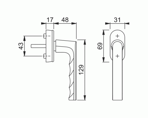 Ручка оконная алюминиевая HOPPE Hamburg SecuForte, штифт vario fit 32-42 мм, 45°, 2 винта М5х45, 2 винта М5х50, коричневая Ручка оконная алюминиевая HOPPE Hamburg SecuForte, штифт vario fit 32-42 мм, 45°, 2 винта М5х45, 2 винта М5х50, коричневая