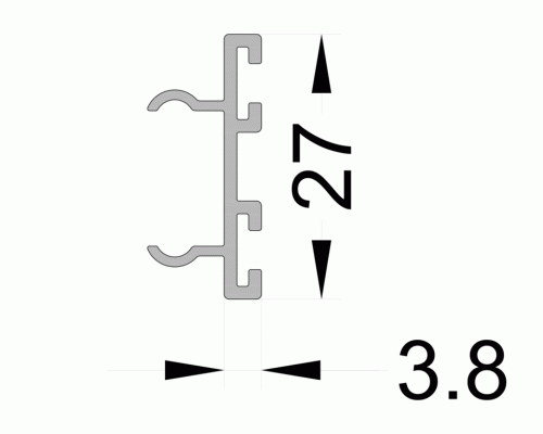 Штульп антимоскитной створки 3,8*27 6м неокрашенная Штульп антимоскитной створки 3,8*27 6м неокрашенная