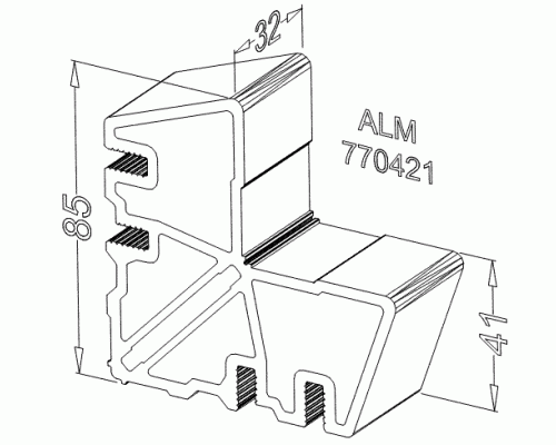 Соединитель угловой внутренний ALUMARK 32мм для ALM270180\181\283\284\287 Соединитель угловой внутренний ALUMARK 32мм для ALM270180\181\283\284\287