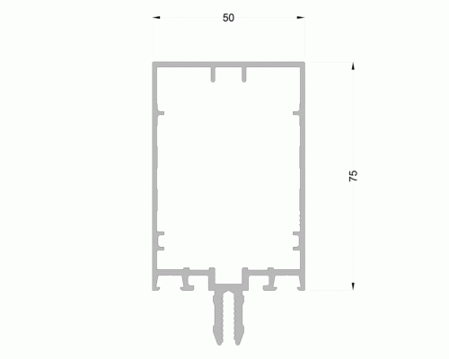 Стойка и ригель L ALUMARK 75 мм 6,8м неокрашенный Стойка и ригель L ALUMARK 75 мм 6,8м неокрашенный