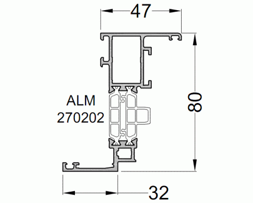 Створка оконная ALUMARK 32/47 мм 6м Белый RAL9016 Створка оконная ALUMARK 32/47 мм 6м Белый RAL9016