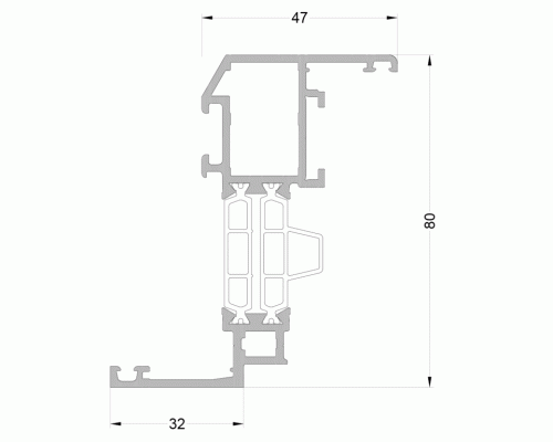 Створка оконная ALUMARK со скосом 32/47 мм 6м Белый RAL9016 Створка оконная ALUMARK со скосом 32/47 мм 6м Белый RAL9016
