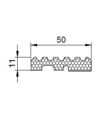 Термовставка фальцевая из полиэтилена 11x50мм, для профиля ALM280312, 2м.