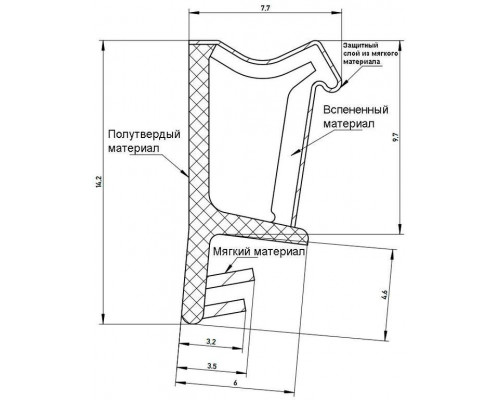 Уплотнитель для деревянных евроокон DEVENTER на наплав створки, ширина паза 3 мм, ТЭП, белый RAL 9016 цена за 1 метр