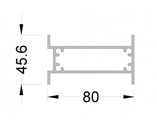 Вставной профиль 45х80 мм 6.8 м неокрашенный